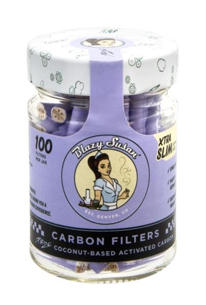 PURIZE® Aktivkohlefilter, XTRA Slim "Blazy Susan" PURPLE, ø 5,9mm, 100er GLAS